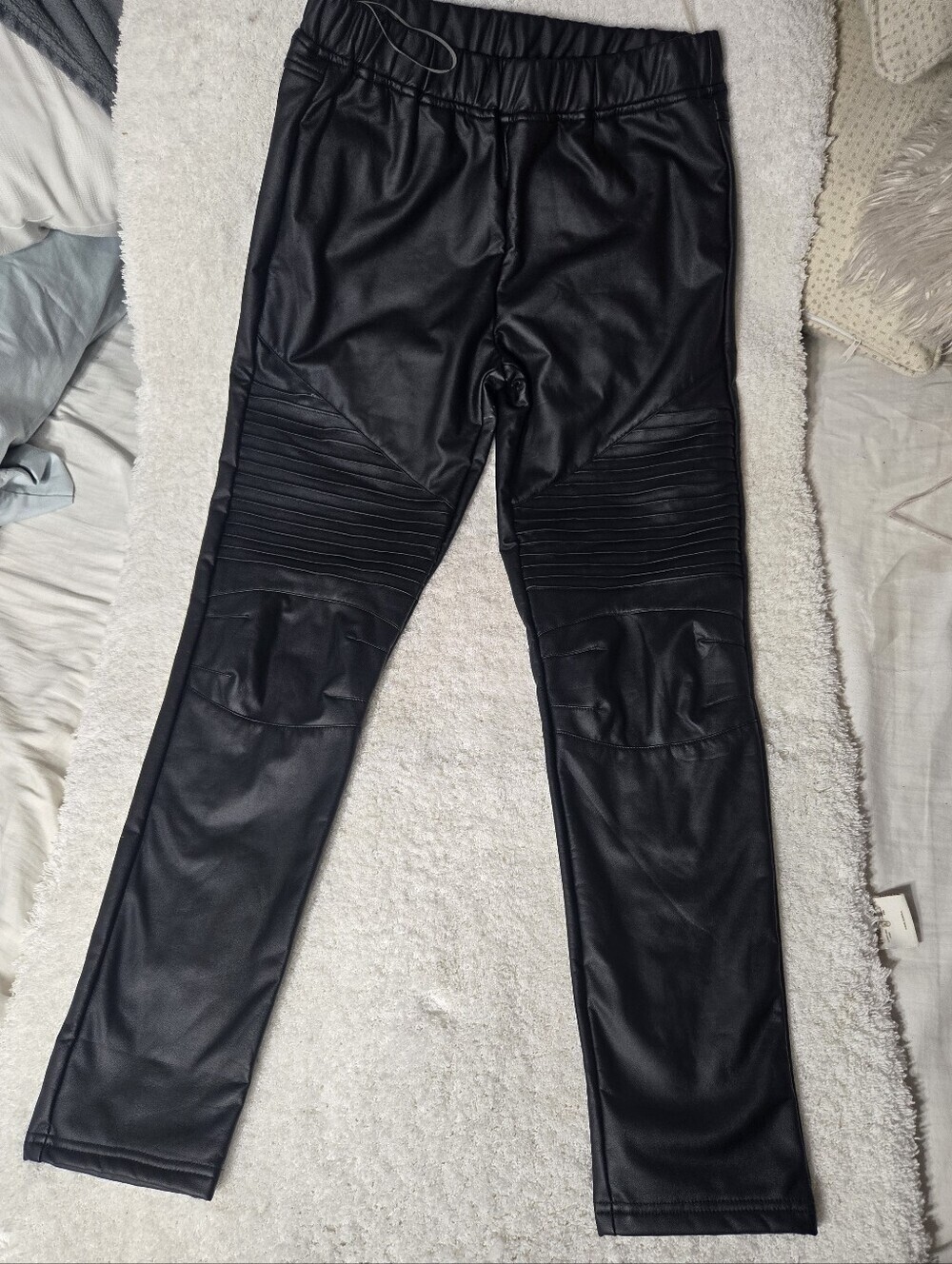 Andree By Unit Black Motto Faux Leather Skinny Pants SZ M